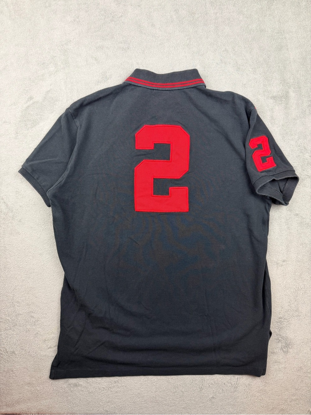 Ralph Lauren Black Polo with Red Diagonal Stripe - Picture 4 of 4